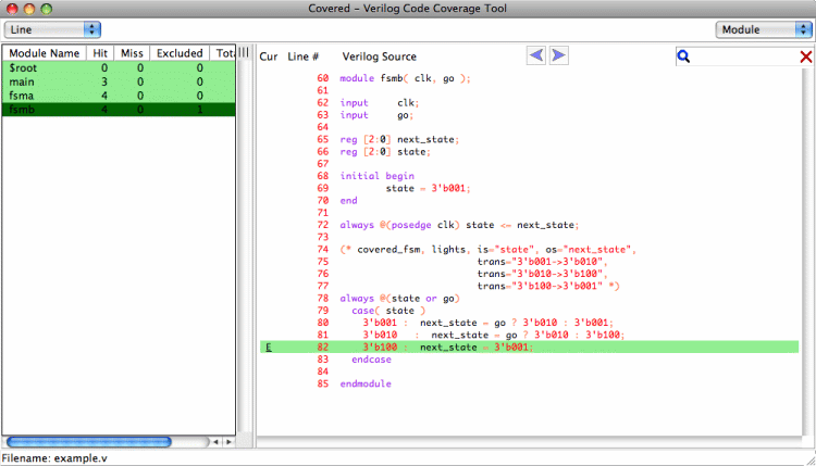 Example of uncovered line excluded for line coverage consideration