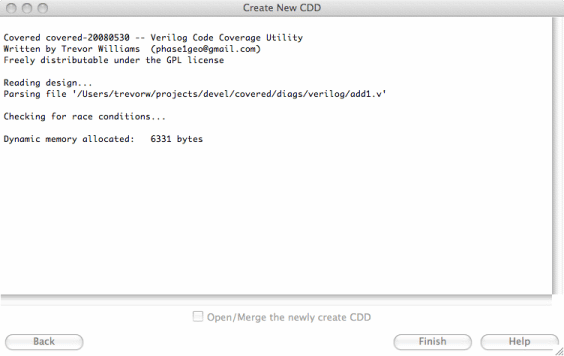 CDD Creation Output Window