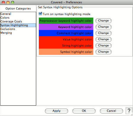 Syntax Highlighting Preferences Pane
