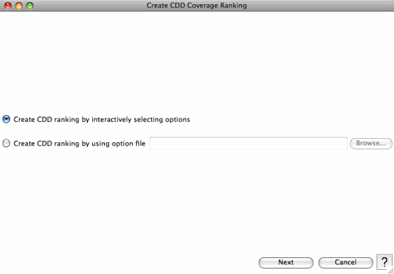 CDD Ranking Option Selection Page