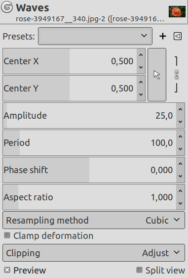 “Waves” filter options