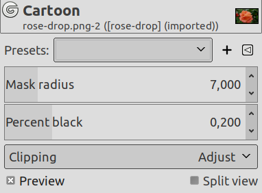 “Cartoon” filter options