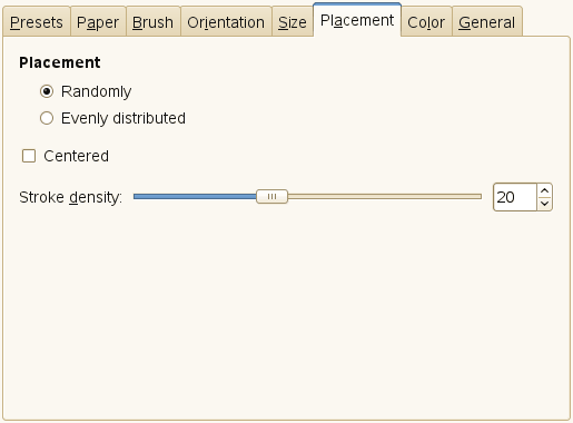 “Placement” tab options