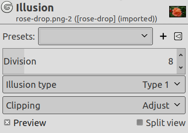 “Illusion” filter options