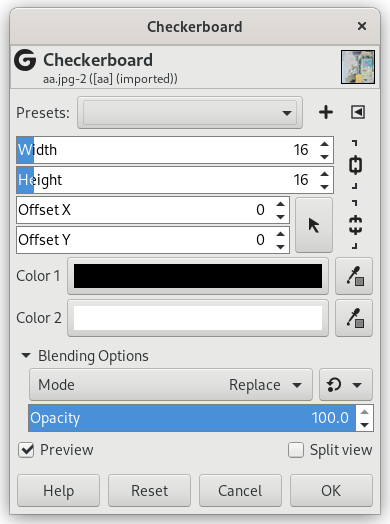 “Checkerboard (legacy)” filter options