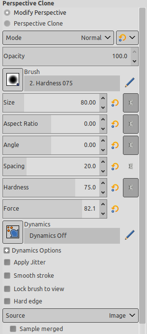 Perspective Clone tool options