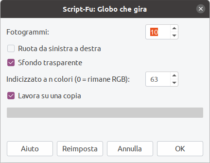 Opzioni di «Globo che gira»