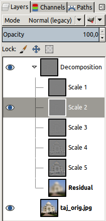 Esempio del filtro «Scomposizione-Wavelet»