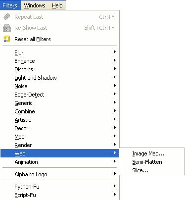 Il menu dei filtri «Web»