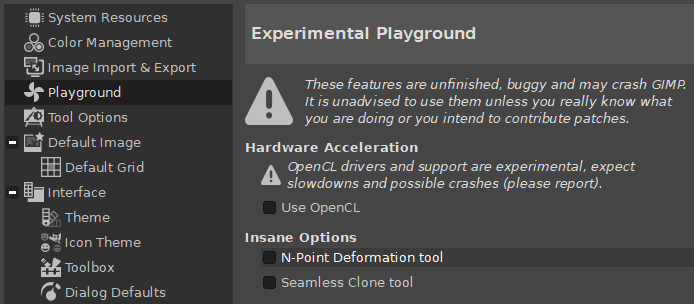 Playground Settings Page