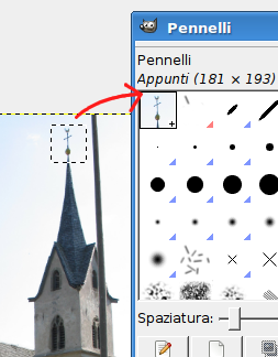 La selezione diventa un pennello dopo la copia