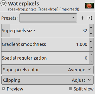 “Waterpixels” options