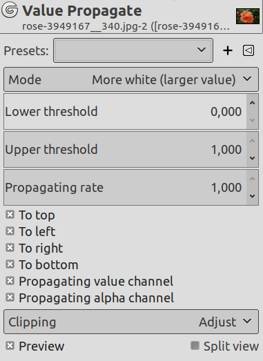 “Value propagate” filter options