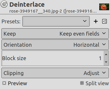 Deinterlace filter options