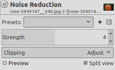 Noise Reduction filter options