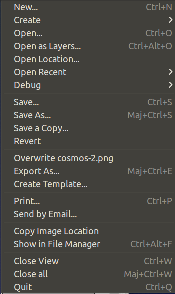 The File menu