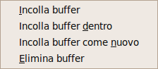 Il menu contestuale dei «buffer»