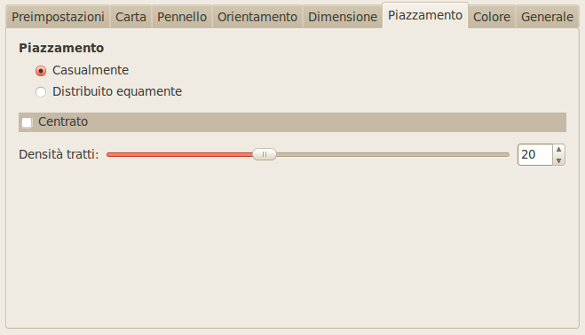 Opzioni della scheda «Piazzamento»