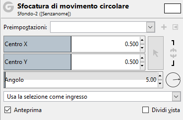 Opzioni del filtro «sfocatura di movimento circolare»