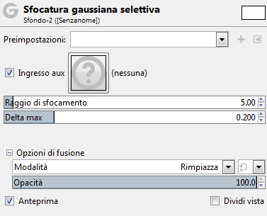 Impostazioni del filtro «selettivo gaussiano»