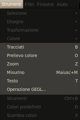 Altri strumenti nel menu strumenti