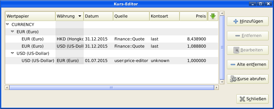 Kurs-Editor-Fenster