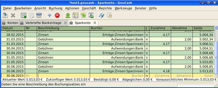 Investmentzinsen einrichten