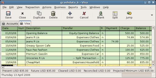 Initial credit card purchases