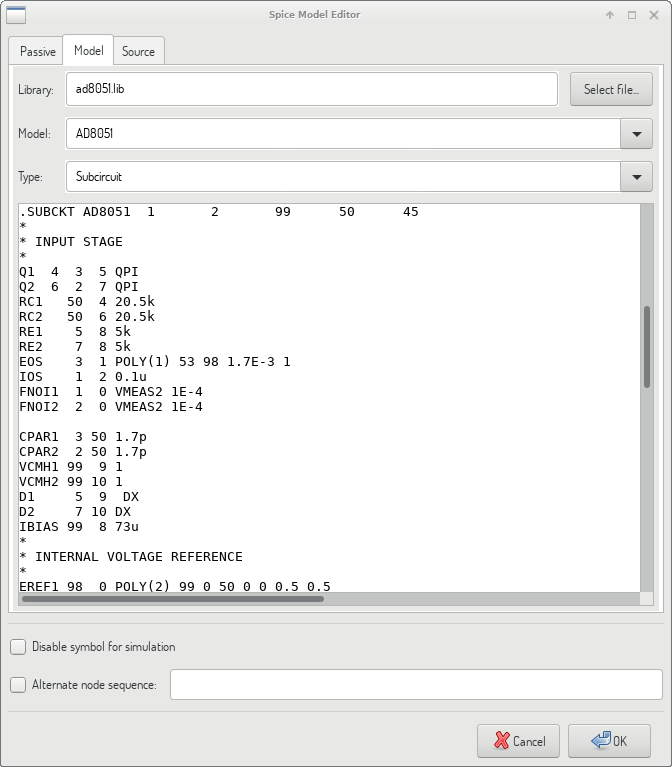 Semiconductor device model editor tab