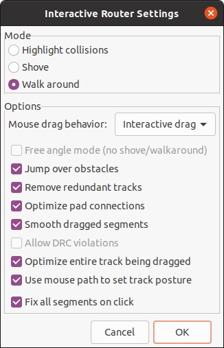 pcbnew interactive router settings