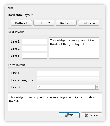 Screenshot of the Basic Layouts example