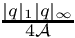 $\frac{|q|_1|q|_\infty}{4{\cal A}}$