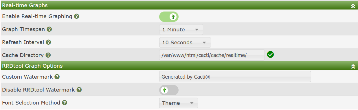 Realtime and RRDtool Graph Options