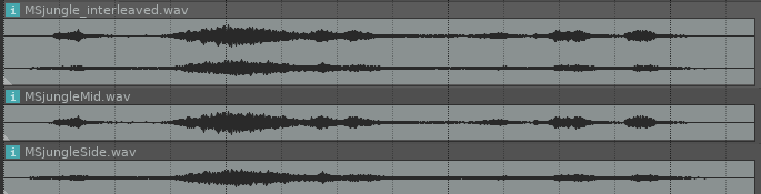 on top the interleaved encoded MS file (instr 1), at the bottom are the two separate files (instr 2)