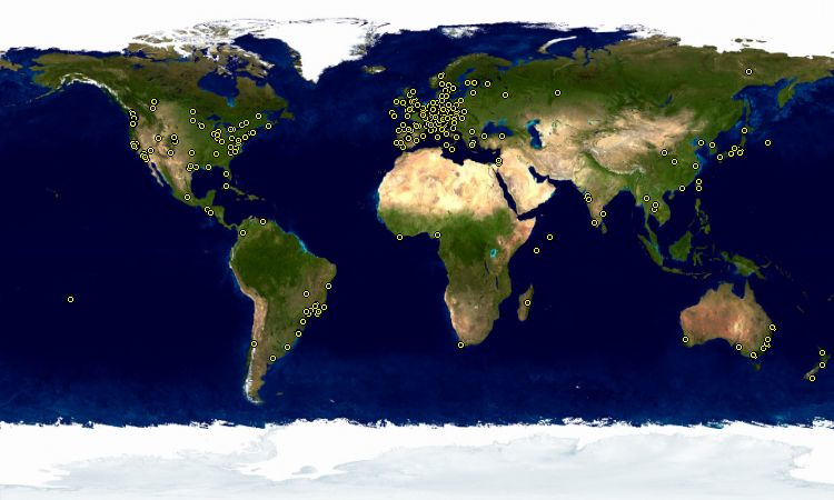 Distribució mundial dels desenvolupadors de Debian