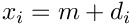 $x_i = m + d_i$