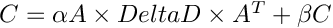 $C = \alpha A \times Delta D \times A^T + \beta C$