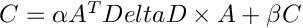 $C = \alpha A^T Delta D \times A + \beta C$