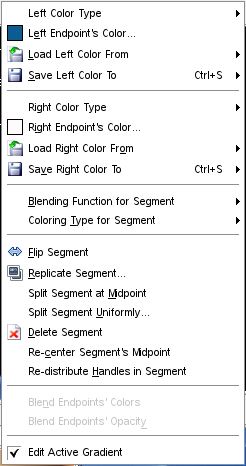 The Gradient Editor pop-up menu