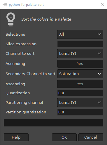 The “Sort Palette”dialog