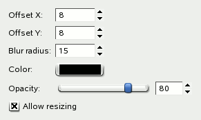 “Drop Shadow (legacy)” filter options