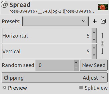 “Spread” filter options