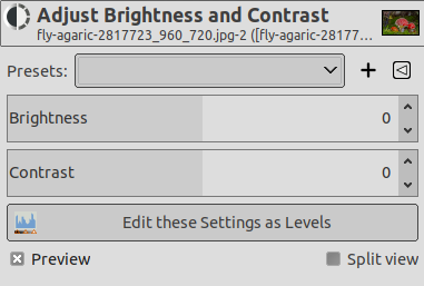 Brightness-Contrast options dialog