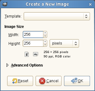 The “Create a New Image” dialog