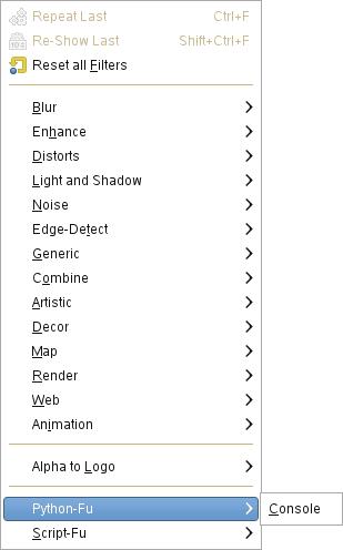 The “Python-Fu” submenu