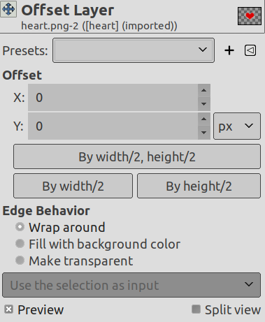 The “Offset” dialog