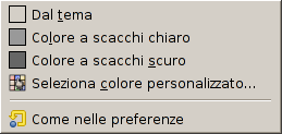 Contenuti del sottomenu «colore di riempimento»