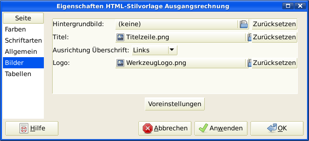 Beispiel HTML Stilvorlagen