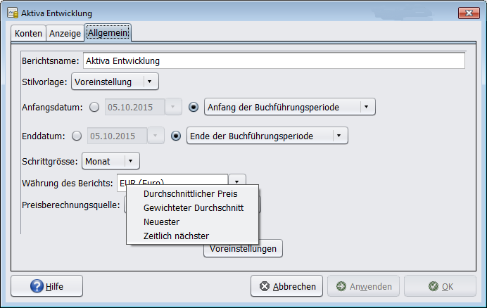 Bestimmung des Aktienkurses in Berichten