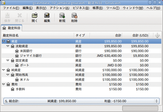 ボート購入前の勘定科目表